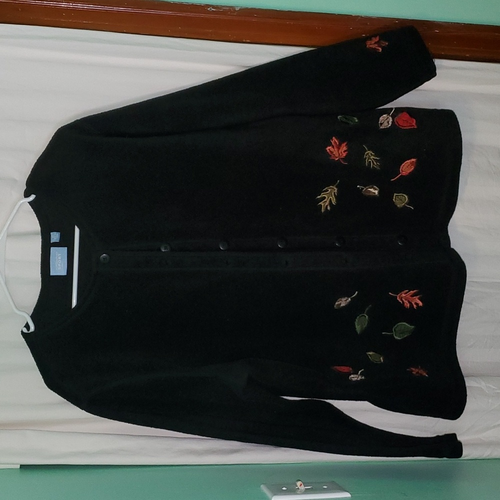 Vintage Fall Autumn Leaves Embroidered Cardigan